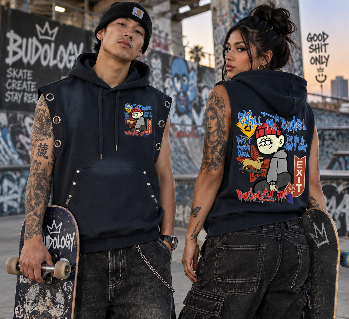Unisex Vintage Wash Sun Fade Sleeveless Hoodie