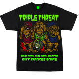 🐵🙈💨 Product Title: Triple Threat – Smoke No Evil Tee
