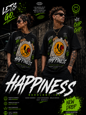 Happiness ain’t perfect — it’s patched up and still smiling.