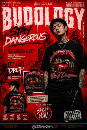 BUDOLOGY “Stay Dangerous” Oversized Streetwear Tee