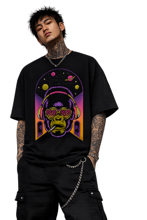🦍🎛️🌌 Product Title:  DJ Gorilla – Frequency of Love Tee
