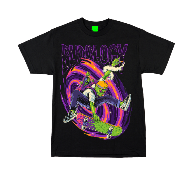 👽🛹🌌 Product Title:  Skater Alien – Ali Hoops & Cosmic Drip Tee