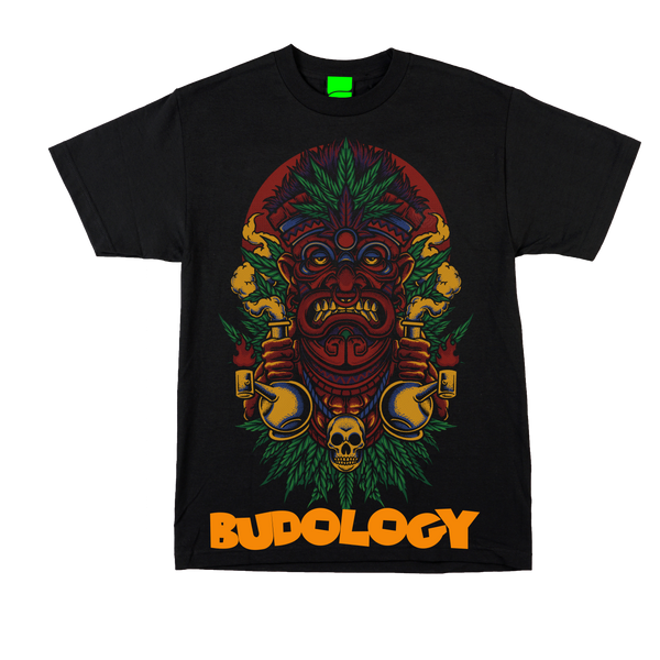 🗿🌋💨 Product Title:  Tiki Bong – Guardian of the Smoke Tee