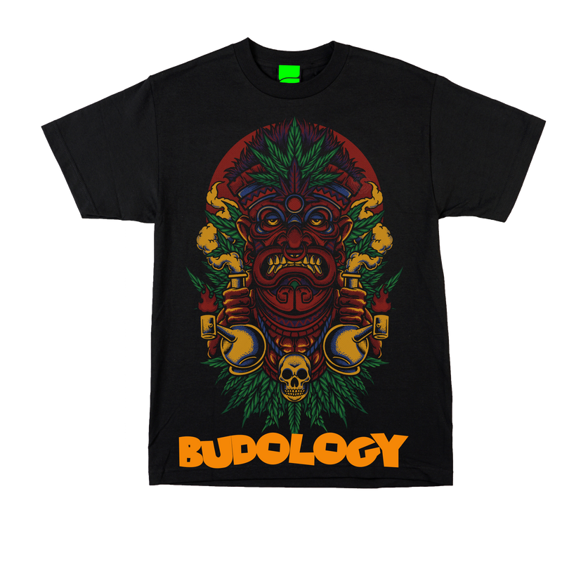 🗿🌋💨 Product Title:  Tiki Bong – Guardian of the Smoke Tee