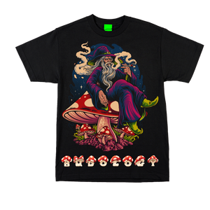 🍄🧙🏾‍♂️💨 Product Title:  Mushroom Wizard – Just Chillin' Tee
